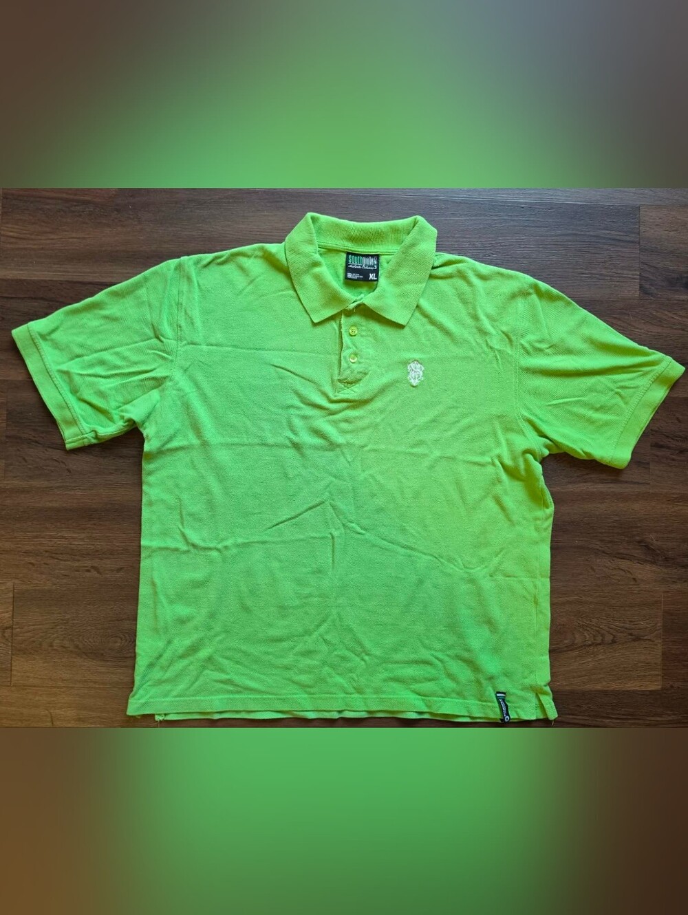 South Pole Men's Neon Lime Polo Shirt - Short Sleeve Y2K